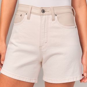 Mixed Fabric High Rise Dad Short